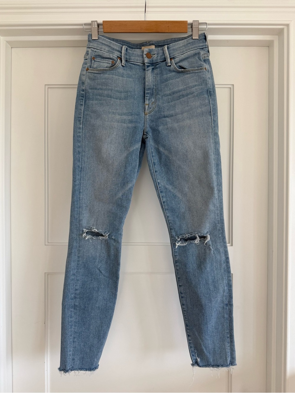 MOTHER Denim The Looker Fray Ankle Across The Map Mid-Rise Jeans Womens 26